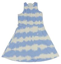 Modro-bílé pruhované batikované šaty H&M