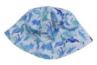 Bílo-modro--modrozelený plátěný klobouk s dinosaury zn. PEP&CO