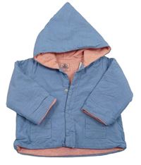 Modrý zateplený kabátek s kapucí PETIT BATEAU