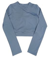 Šedomodré sportovní crop triko MANGO