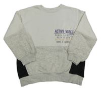 Bílo-světlešedo-černá mikina s nápisy H&M