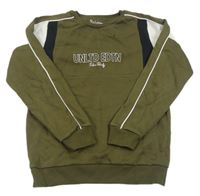 Khaki-černo-bílá mikina s nápisy Nutmeg