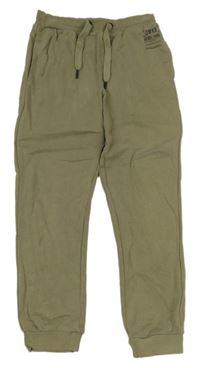 Khaki tepláky s nápisem a čslem Topolino