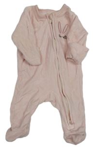 Světlerůžový sametový overal se zajíčkem PRIMARK