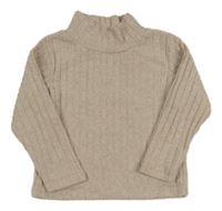 Béžový melírovaný žebrovaný úpletový rolák 