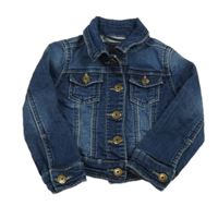 Tmavomodrá tepláková riflová bunda s límečkem jbc