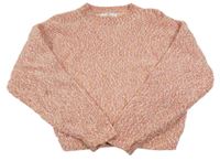 Růžovo-hnědo-světlebéžový melírovaný žinylkový svetr H&M