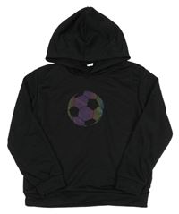 Černá sportovní mikina s míčem a kapucí SHEIN