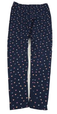 Tmavomodré teplákové legíny se srdíčky YIGGA