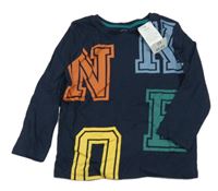 Nové - tmavomodré triko s písmenky little kids