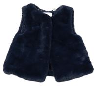 Tmavomodrá kožešinová podšitá vesta OKaïdi