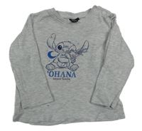 Šedé melírované triko se Stitchem Disney