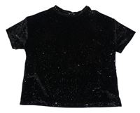 Černé třpytivé slavnostní crop tričko F&F