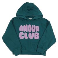 Petrolejová crop mikina s nápisy a kapucí Matalan