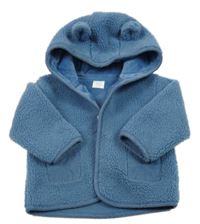Modrá huňatá bunda s kapucí s oušky Next