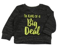 Černá melírovaná mikina s nápisy PRIMARK