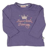 Tmavofialové triko s nápisy a korunkou Liegelind