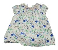 Bílé puntíkaté plátěné šaty s kytičkami M&S