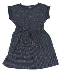 Tmavomodro-bílé pruhované melírované šaty s kotvami YIGGA