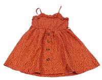 Tmavočervené puntíkaté letní šaty s knoflíky a kanýrkem SHEIN