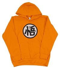 Oranžová mikina s potiskem a kapsou a kapucí AWDis