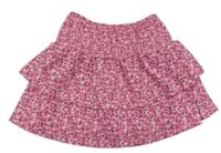 Růžová kytičkovaná mačkaná sukně se všitými kraťasy Page one young