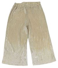 Zlaté třpytivé plisované culottes kalhoty 