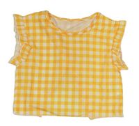 Žluto-bílá kostskovaná crop halenka