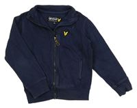Tmavomodrá propínací mikina s nášivkou Lyle&Scott