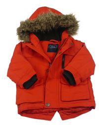 Červená šusťáková zimní parka s kapucí Next