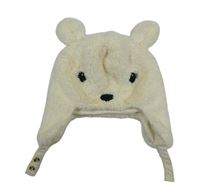 Krémová chlupatá čepice - medvěd Orchestra