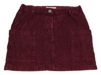 Vínová manšestrová sukně s kapsami Zara