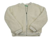 Smetanová chlupatá propínací mikina Benetton