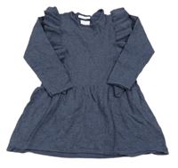 Tmavomodré melírované svetrové šaty s volánky Zara