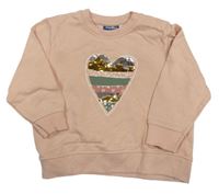 Starorůžová mikina se srdcem s překlápěcími flitry Lupilu