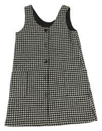Černo-bílé kostkované vlněné propínací šaty F&F