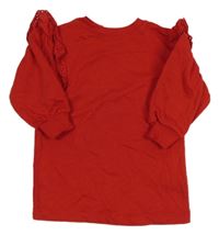 Červené teplákové šaty s volánky s madeirou H&M