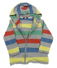 Šedo-barevná pruhovaná propínací lehká mikina s kapucí George