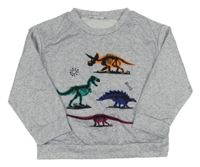 Modrá melírovaná mikina s kostrami dinosaurů
