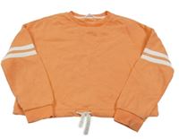 Korálová crop mikina s pruhy na rukávech M&S