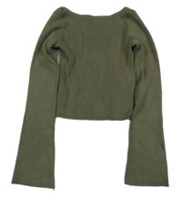 Khaki žebrovaný crop svetr H&M