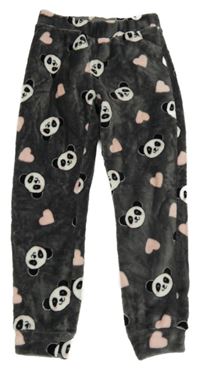 Tmavošedé chlupaté pyžamové kalhoty s pandami New Look
