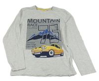 Světlešedé melírované triko s autem a číslem Kids