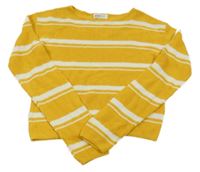 Hořčicovo-bílý pruhovaný crop svetr H&M