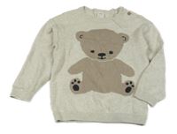 Béžový melírovaný svetr s medvědem H&M