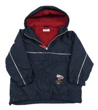 Tmavomodrá šusťáková zateplená bunda s kladivem a kapucí George