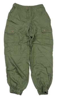 Khaki lehké cargo cuff kalhoty Next