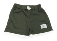 Khaki žebrované kraťasy s nášivkou Shein