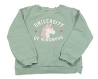 Zelenošedá mikina s jednorožcem Topolino