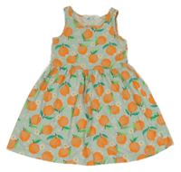 Světlezelené květované bavlněné šaty s pomeranči H&M